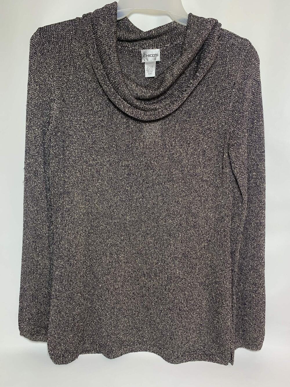 Chico's Metallic Silver Cowl Neck Sweater Womens Size 0 Small
